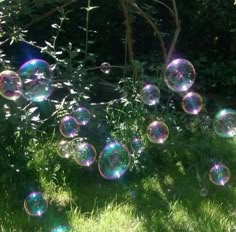 soap bubbles are floating in the air outside