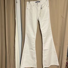 Questions? Leave A Comment Below! White Bellbottom Pants, White Fitted Full-length Flare Jeans, Casual White Flare Pants, Bellbottom Pants, White Flare Pants, White Flares, Bell Bottom Pants, Flare Pants, Leave A Comment