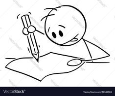 a cartoon character holding a pencil in his hand