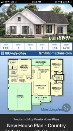 two story house plan with 3 bedroom and 2 bathrooms