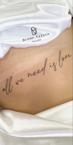 Tatuagem delicada, traço fino. All we need is love, tudo que precisamos  é amor All We Need Is Love Tattoo, All We Need Is Love, Cursive Tattoos, Tattoo Desings, Elegant Tattoos, Simplistic Tattoos, Love Tattoos, All You Need Is Love, Need Love