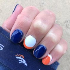 karimiller24 Before ➡ After 🏈💙🧡 Nails on point 🔥 Sports Theme, Team Colors, Convenience Store Products, Your Style