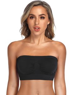 PRICES MAY VARY. DESIGNED FOR YOU : This great multipurpose strapless bra is a unique basic tube top-whether it's for an exercise or used as a casual strapless bra for daily wear . Good thing , because you'll never want to take it off . MATERIAL：Made of ANGOOL unique microfiber , the elastic seamless bandeau top has high elasticity without causing any irritation reaction . The high-quality fabrics are resistant to abrasion and wash and dry . Breathable material wicks sweat away to keep your body Tube Bra, Bra Hacks, Off Shoulder Dresses, Strapless Bandeau, Bandeau Bra, An Exercise, Everyday Bra, Wireless Bra, Strapless Bra