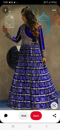 Bandhej Dresses Indian, Bandhani Gown Pattern, Blue Bandhani Dress, Bandani Dresses Pattern, Bandhej Gown Designs, Bandni Dress Style, Bandhej Lehenga Designs, Ghatchola Sarees Blouse Design, Bandhej Dress Designs