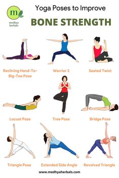 Yoga Poses to Improve Bone Density Bone Density Exercises, Beauty Bone, Yoga For Osteoporosis, Bone Strengthening, Ayurvedic Tips, Yoga Teacher Resources, Exercise For Women, Increase Bone Density, Weight Bearing Exercises