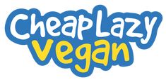 the word cheaplay vegan written in blue and yellow