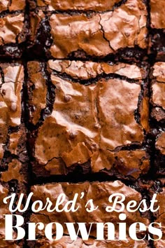 the words world's best brownies written in white