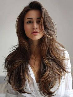 Trending Layered Haircuts for Long Hair in 2024 Voluminous Layers Long Hair, Long Hair Cuts With Layers Brunette, 3 Layer Haircut Long, Long Hair Trends 2024 Haircuts Women, Long Haircut 2024, Long Hair 2024, Straight Hair With Long Layers, Long Thick Hair Haircut, Long Brown Hair With Layers