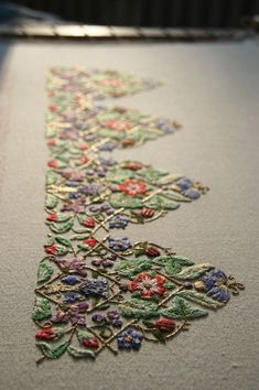 a close up of a piece of cloth with flowers on it