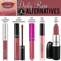 #DUSTYROSE ALTERNATIVES Please continue to leave me your thoughts &… Denitslava Makeup, Dusty Rose Lipstick, Rose Lipstick, Drugstore Makeup, Lipstick Shades, Lip Color, Lipstick Colors