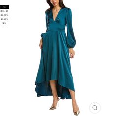 Vneck Midi Dress Blue Teal Emerald Color With Long Bishop Sleeves And Midi High Low Length. Gorgeous Gown, New With Tags. Fall Cocktail V-neck Maxi Dress, Silk V-neck Maxi Dress For Date Night, Formal V-neck Maxi Dress For Fall, Silk V-neck Dress For Fall, Fall Cocktail Maxi Dress With V-neck, Blue Maxi Dress For Fall Cocktail Events, Cocktail V-neck Midi Dress, Blue V-neck Midi Dress For Dinner, Cocktail Midi Dress With V-neck