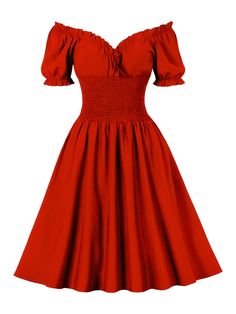 Plus Size Retro Dresses, Shirred Waist Dress, Birthday Dress Women, Vestidos Retro, Robes Vintage, Vestidos Vintage, 1950s Dress, Plus Size Kleidung, Solid Dress