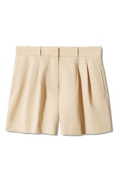 Inverted front pleats bring polished style to flowy shorts fashioned from a linen-kissed fabric in a high-waisted silhouette. Zip fly with hook-and-bar closure Side-seam pockets 61% viscose, 28% linen, 11% cotton Machine wash, line dry Imported Polished Style, Flowy Shorts, High Waist Shorts, High Waisted Shorts, Short Outfits, Mango, High Waist, Nordstrom, High Waisted