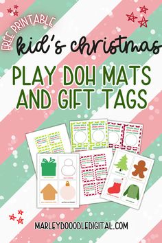 play doh mats and gift tags for kids to use in the christmas themed game