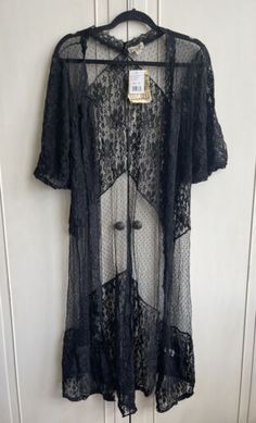 One World Velvet Kimono Cover Up Duster Jacket Black Size XS Chest: 40” | eBay