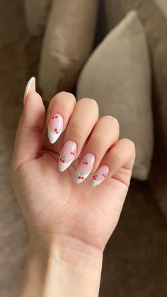 Cherry French Tip, French Tips Nails, Nails French Tips, Ongles Gel French, Rounded Acrylic Nails, White Tip Nails, Tips Nails, Nails Summer Nails, Milky Nails