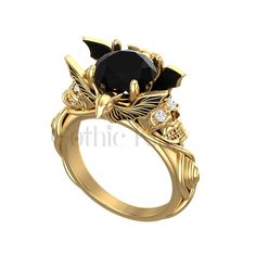 GOTHICKING OFFERS YOU VERY UNIQUE & ANTIQUE GOTHIC SKULL JEWELLERY WITH MULTI-COLOR METAL, LIKE YELLOW, ROSE, AND WHITE GOLD FINISH.                                                    WE OFFER CUSTOM JEWELLERY LIKE, METAL CHANGE, ENGRAVING AND GIFT CARD ETC. PRODUCT DESCRIPTION: Metal : Sterling Silver Metal Purity : 925 Metal Finish: White Gold Finish/Yellow Gold Finish/Rose Gold Finish Main Stone Color :  Black Main Stone Shape : Round Total Carat Weight : 2.00 ctw - 2.50 ctw (Approx) Main Sto Unique Black Rings For Halloween, Unique Black Halloween Rings, Elegant Black Skull Ring For Halloween, Black Skull Jewelry For Formal Occasions, Formal Black Skull Jewelry, Unique Black Skull Ring For Halloween, Gold Gothic Jewelry For Anniversary, Gold Gothic Skull Ring For Halloween, Gothic Gold Rings For Anniversary