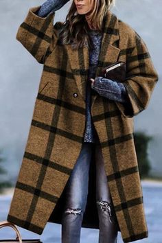 Stylish Winter Coats, Elegant Blazers, Lapel Coat, Winter Fashion Coats, Cozy Coats, Loose Coats, Winter Mode, Plaid Coat, Collared Coat