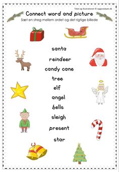 a christmas word and picture worksheet for children to practice the words in english