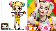 Harley Quinn Outfit, Harley Quinn Birds Of Prey, Kawaii Girl Drawings, Kawaii Disney, Harley Quinn Comic, Cartoon Girl Drawing, Step Drawing, Amazing Art Painting