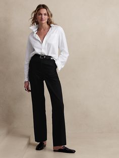 Sculpted Straight Pant | Banana Republic Factory Casual Teacher Outfits, Banana Republic Women, Banana Republic Factory, Banana Republic Pants, Black Dress Pants, Straight Leg Trousers, Stretch Dress, Straight Pants, Straight Leg Pants