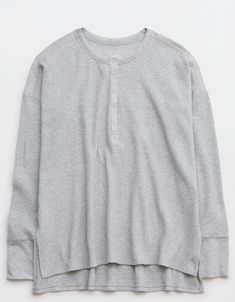 OFFLINE By Aerie Wow! Waffle Henley T-Shirt Waffle Henley, American Eagle Outfits, Grey Quarter Zip, Waffle Shirt, Offline By Aerie, Henley T Shirt, Outfit Inspo Casual, Knit Shirt, Waffle Knit