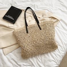 Kylethomasw - Summer Straw Bag Women Large Capacity Handle Bag Handmade Woven Handbag Bohemia Vacation Rattan Beach Bag Shopping bag tote bag Casual Natural Woven Bags, Beach Season Bag With Braided Double Handles, Beach Season Bags With Braided Double Handles, Beach Season Tote Bag With Handles, Casual Large Capacity Bag In Natural Color, Casual Beige Tote Beach Bag, Casual Beige Beach Tote Bag, Casual Beige Bag With Braided Handles, Casual Large Capacity Natural Bag