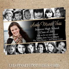 an image of a school graduation announcement card with the words, and photos on it