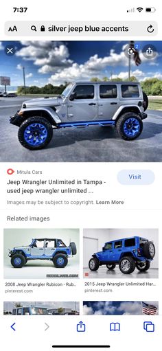 the jeep website is displayed on an iphone screen, and it appears to be looking very similar