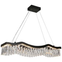 a large rectangular chandelier with many lights hanging from it's center beam