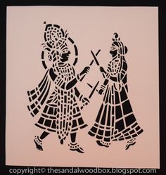 an image of two women dancing together in black and white paper cutout on pink background