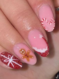 Red Christmas Nails, Cute Simple Nails, Cute Christmas Nails, Christmas Nails Easy, Christmas Gel Nails, Summery Nails, Girly Acrylic Nails, Her Nails, Christmas Nails Acrylic