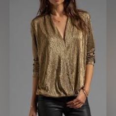 I Never Wore This. I Still Love It, But Chances Are I Won’t Wear It. New With Tags Even Though It’s A Few Years Old. Excellent Condition. Metallic Blouses, Revolve Clothing, Black Skinnies, Metallic Gold, Price Match, Winter Style, Vestidos De Fiesta, Style Me, Haute Couture