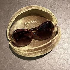 Miu Miu Tortoiseshell Sunglasses With Case Nwot Early 2000s Sunglasses, Miu Miu Sunglasses With Gradient Lenses For Formal Occasions, Designer Tortoiseshell Sunglasses For Formal Occasions, Elegant Miu Miu Sunglasses With Glass Lenses, Elegant Miu Miu Glass Sunglasses, Miu Miu Luxury Sunglasses For Formal Occasions, Luxury Miu Miu Sunglasses For Formal Occasions, Gradient Lens Sunglasses As Gift, Brown Glass Sunglasses For Evening