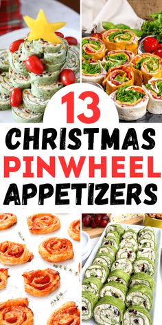 christmas pinwheel appetizers with text overlay