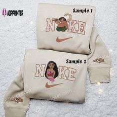 two personalized nike makeup bags with the same image on them, one in white and one in pink