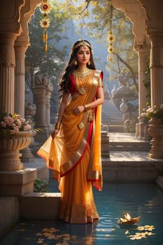 Sita Goddess, Radha Outfit, Indian Goddess Aesthetic, Sita Devi, Hindu Women, Inai Pengantin, Indian Women Painting, Beautiful Henna