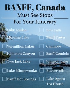 Checklist for Banff, Canada Canada Itinerary, National Park Bucket List, Mountains Canada, Jasper Canada, Backpacking Canada, Canadian Road Trip