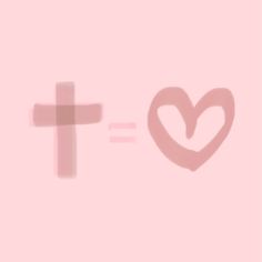 a cross and a heart on a pink background