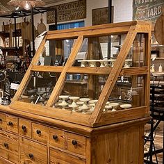 an old fashioned display case in a store