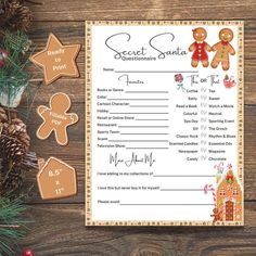 a printable secret santa game with gingerbread cookies