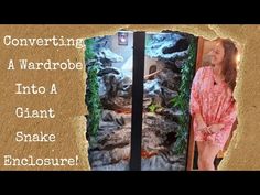 a woman is standing in front of a giant door with plants growing out of it