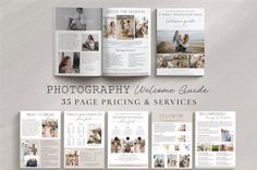 an image of a brochure with photoshopped on it and the words photography ultimate guide 35 page pricing & services