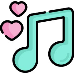 a musical note with two hearts on the top and one heart in the middle illustration