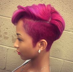 Short Layered Haircuts for Added Volume Magenta Hair Colors, Colored Hairstyles, Shaved Hairstyles, Magenta Hair, Peekaboo Hair, Nice Hair, Hairstyle Inspiration