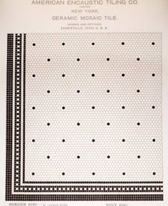 an advertisement for the american encaustic tiling co, featuring black and white polka dots