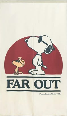 an advertisement for the peanuts movie, far out