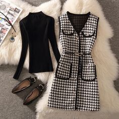 Shipping: Worldwide Express Shipping AvailableDelivery time: 7-15Days Fast ShippingReturns: Fast refund, 100% Money Back Guarantee. Business Casual Outfits Woman, Long Waistcoat, Tweed Vest, Long Skirt Fashion, Woman Vest, Chanel Style, Style Vest, Long Skirts For Women, Bottoming Shirt