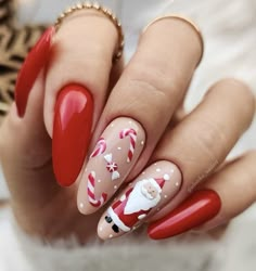 Christmas Candy Nails, Nail Art Noel, December Nails, Winter Nail Art, Winter Nail Designs, Stick On Nails, Nailed It, Christmas Nail Designs