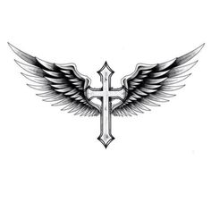 the cross with wings tattoo design